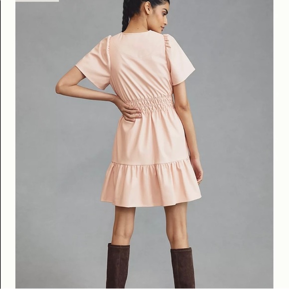 Anthropologie The Somerset Mini Dress faux leather edition blush pink XS - Picture 6 of 13